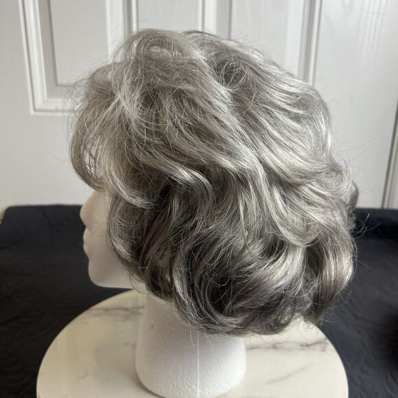 Vintage Tony of Beverly Wig Short Hair Curly Light Black Gray Adjustable Wig - Picture 2 of 7